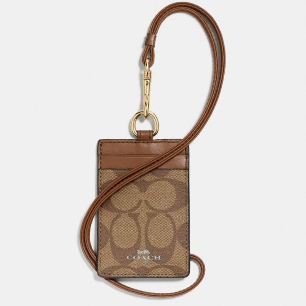 COACH Khaki Id Lanyard In Signature Canvas
